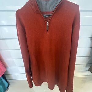 Eddie Bauer Men's Brick Red Zip-Up Sweater